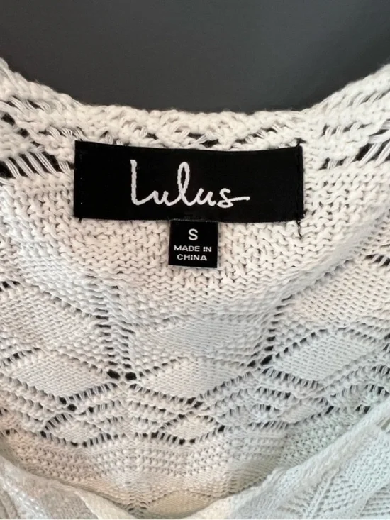 New Lulus Marina Pointe Cream Crochet Tasseled Swim Cover-up Beige - Size S - Picture 6 of 8